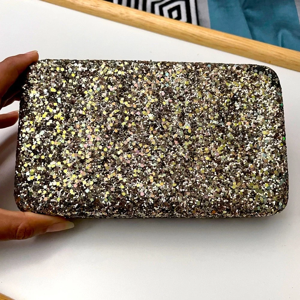 Gold glitter compact clutch, used a couple times for events.